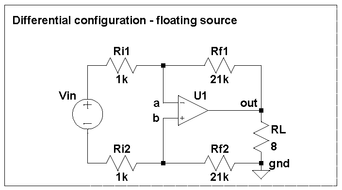 Differential configuration for LM3886