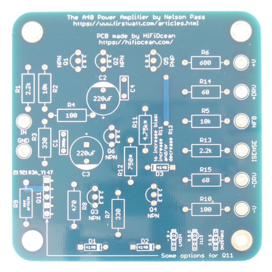 A40 Class A Audio Power Amplifier Boards (pair of PCBs, no parts)